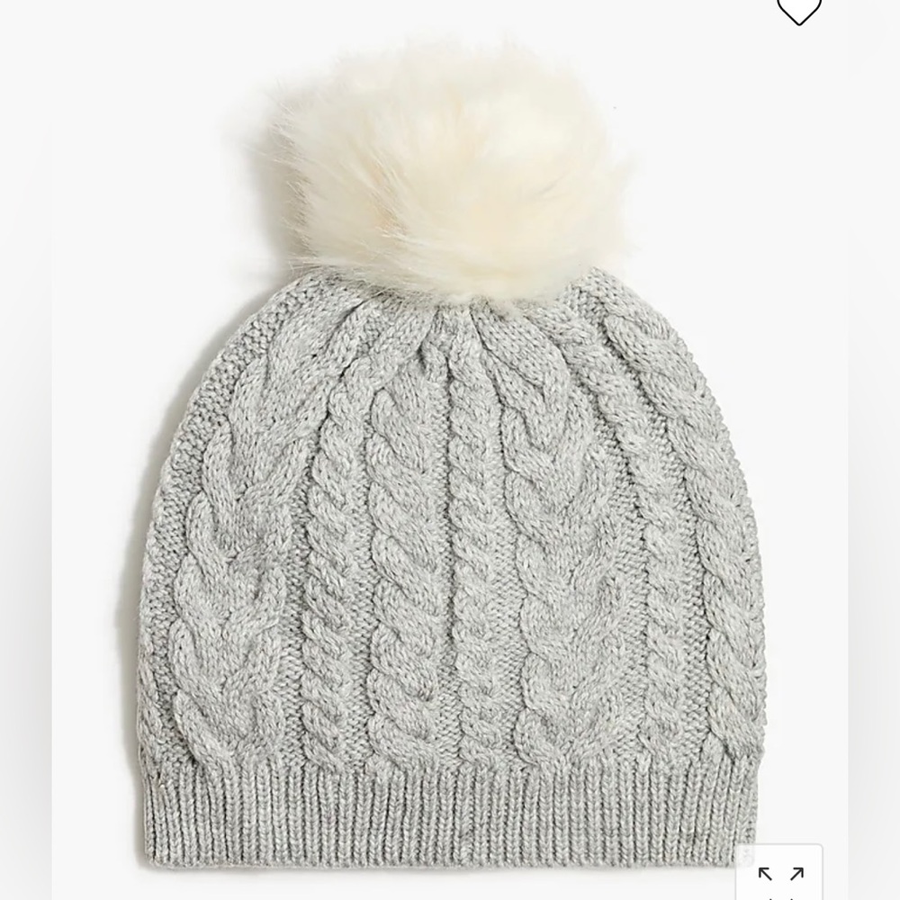 J.Crew Womens Cable Knit Pom Pom Beanie Hat. NWT.